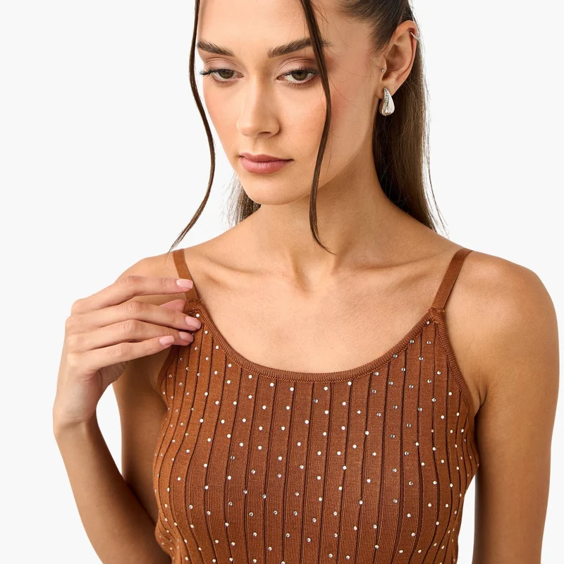 تواكستريمز بلوزة قصيرة مزينة بحمالات رفيعة